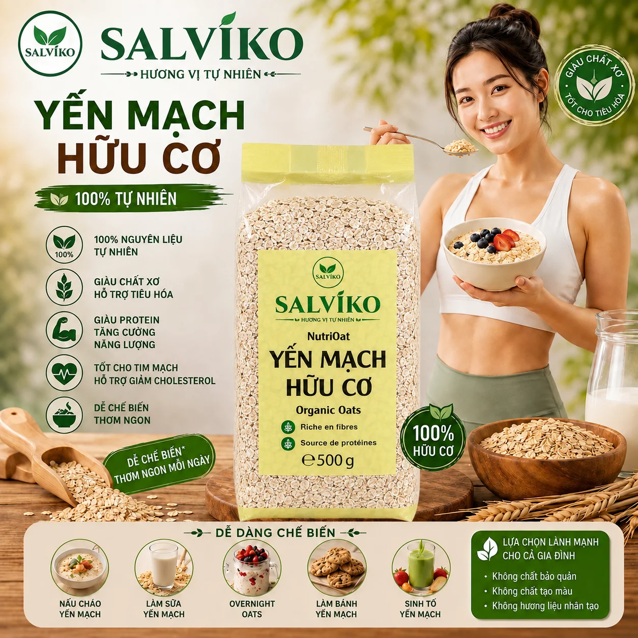Yến mạch Hữu cơ SALVIKO 500g