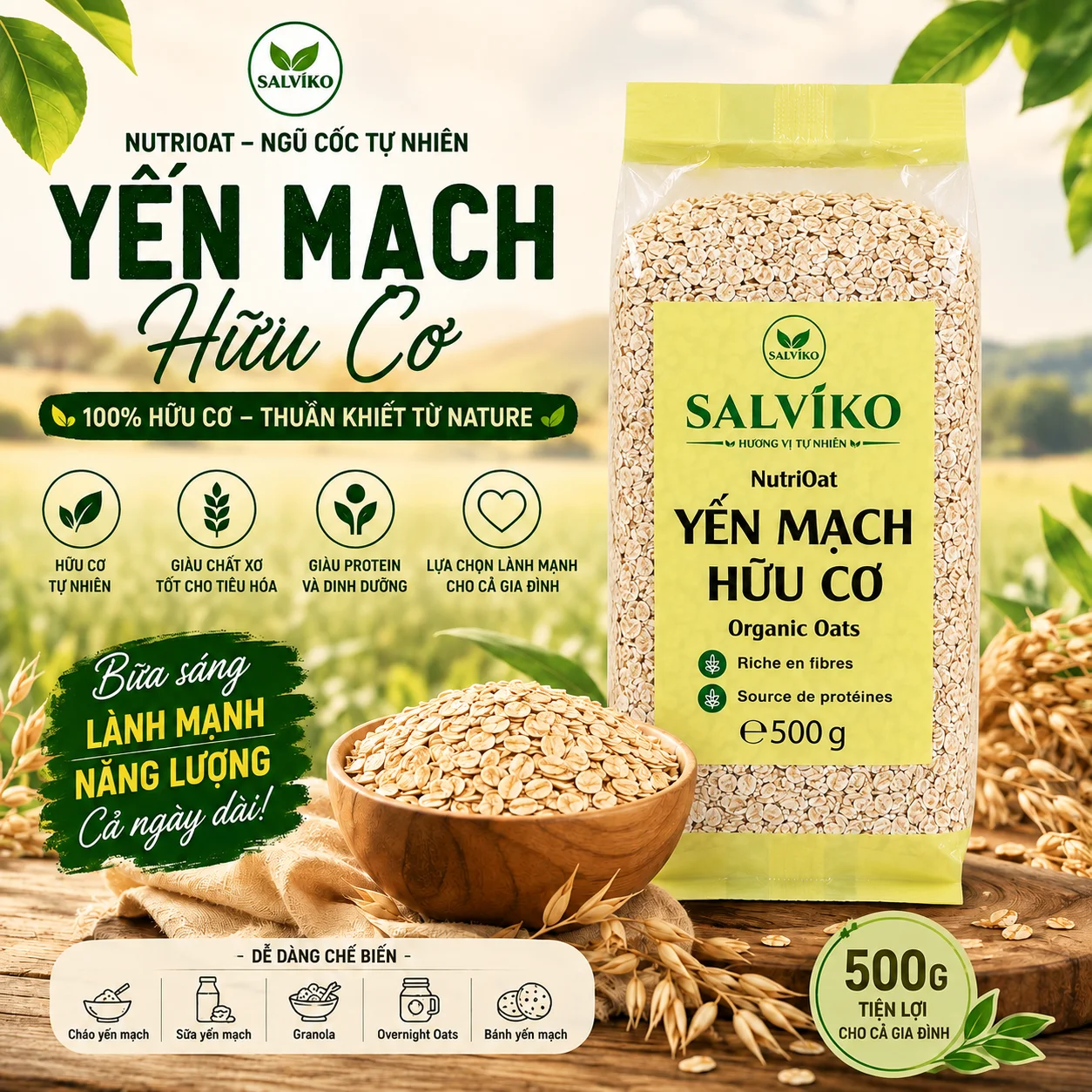 Yến mạch Hữu cơ SALVIKO 500g