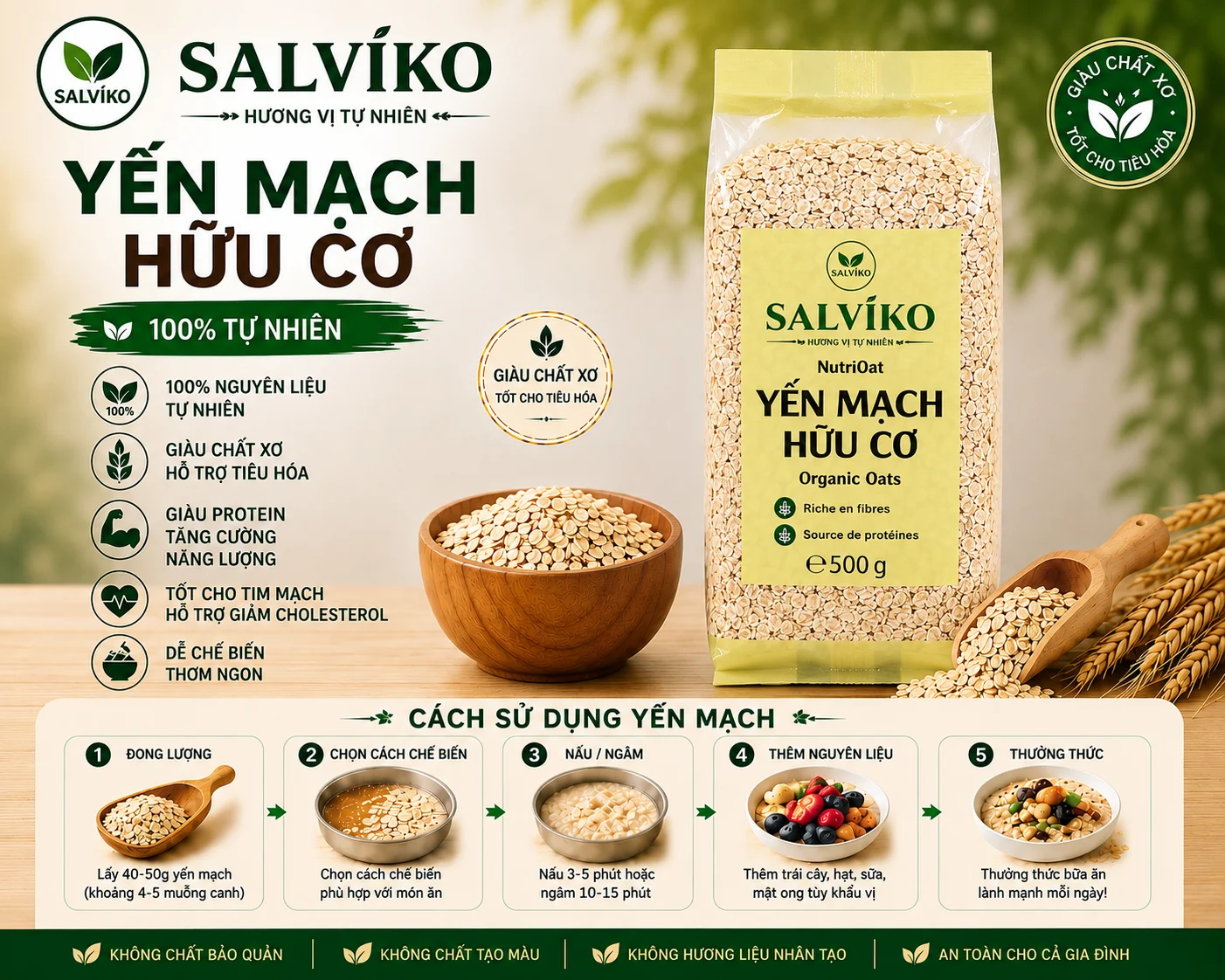 Yến mạch Hữu cơ SALVIKO 500g