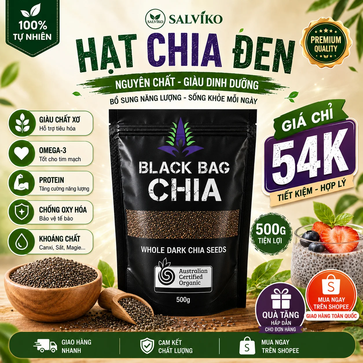 Hạt chia đen nguyên chất 500g